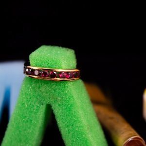 925 silver, gold plated and garnet ring